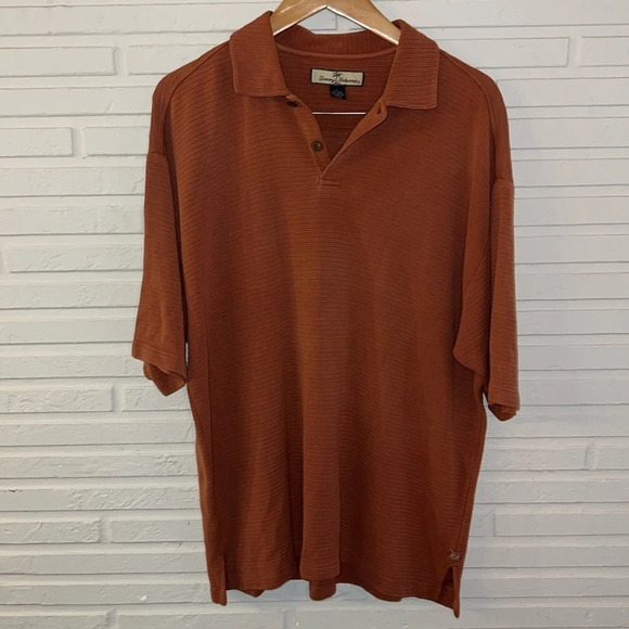 Tommy Bahama Burnt Orange Silk and Cotton Polo, Men’s Size Large - Picture 1 of 8